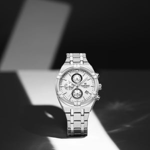 Naviforce NF8042-S-W-S Men's Chronograph Watch – White Dial & Silver Steel Strap – view 3