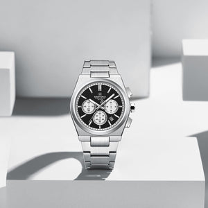 Naviforce NF8048G-S-B-S Men's Chronograph Watch – Black Dial & Silver Steel Strap – view 3