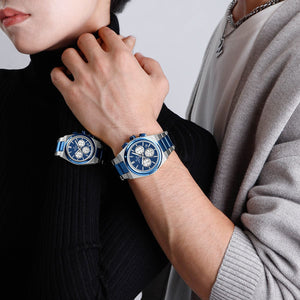 Naviforce NF8048G-S-BE-BE Men's Chronograph Watch – Blue Dial & Silver-Blue Two-Tone Strap – view 5