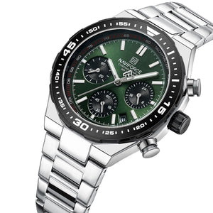 Naviforce NF8049-S-GN-S Men's Chronograph Watch – Green Dial & Silver Steel Strap – view 2