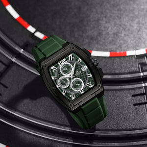 Naviforce NF8050-B-GN-GN Men's Square Chronograph Watch – Green Dial & Green Rubber Strap – view 4
