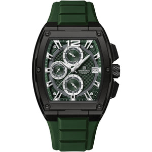 Naviforce NF8050-B-GN-GN Men's Square Chronograph Watch – Green Dial & Green Rubber Strap