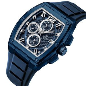Naviforce NF8050-BE-BE-BE Men's Square Chronograph Watch – Blue Dial & Blue Rubber Strap – view 2