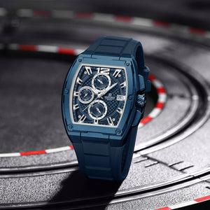 Naviforce NF8050-BE-BE-BE Men's Square Chronograph Watch – Blue Dial & Blue Rubber Strap – view 3