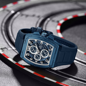 Naviforce NF8050-BE-BE-BE Men's Square Chronograph Watch – Blue Dial & Blue Rubber Strap – view 4