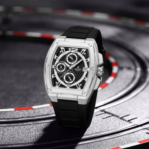 Naviforce NF8050-S-B-B Men's Square Chronograph Watch – Black Dial & Black Rubber Strap – view 3