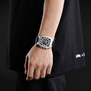 Naviforce NF8050-S-B-B Men's Square Chronograph Watch – Black Dial & Black Rubber Strap – view 5