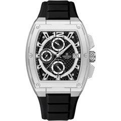 Naviforce NF8050-S-B-B Men's Square Chronograph Watch – Black Dial & Black Rubber Strap