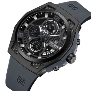 Naviforce NF8051T-B-B-GY Men's Chronograph Watch – Black Dial & Gray Rubber Strap – view 2