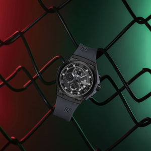 Naviforce NF8051T-B-B-GY Men's Chronograph Watch – Black Dial & Gray Rubber Strap – view 4