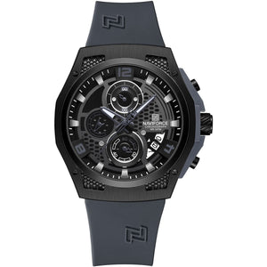 Naviforce NF8051T-B-B-GY Men's Chronograph Watch – Black Dial & Gray Rubber Strap