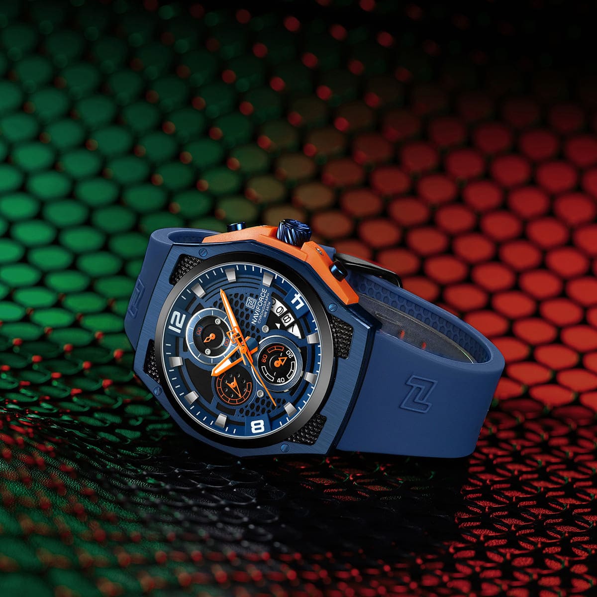 Naviforce NF8051T-B-BE-BE Men's Chronograph Watch – Blue Dial & Blue Rubber Strap – view 3