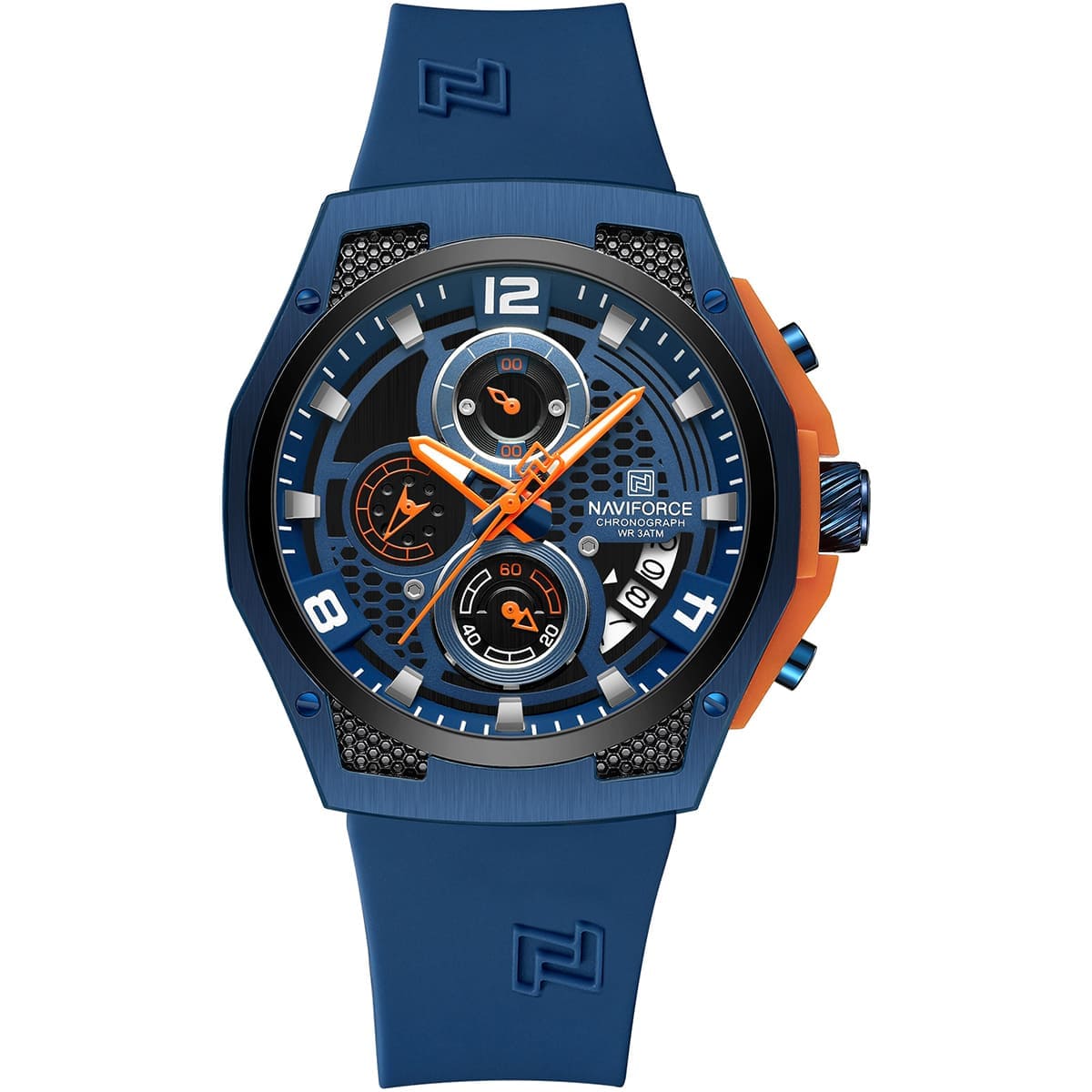 Naviforce NF8051T-B-BE-BE Men's Chronograph Watch – Blue Dial & Blue Rubber Strap