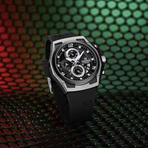Naviforce NF8051T-S-B-B Men's Chronograph Watch – Black Dial & Black Rubber Strap – view 3