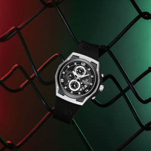 Naviforce NF8051T-S-B-B Men's Chronograph Watch – Black Dial & Black Rubber Strap – view 4