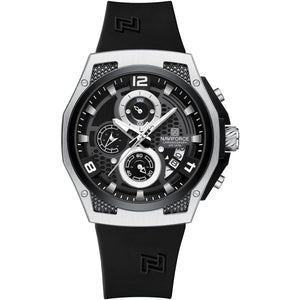 Naviforce NF8051T-S-B-B Men's Chronograph Watch – Black Dial & Black Rubber Strap