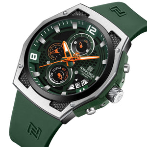 Naviforce NF8051T-S-GN-GN Men's Chronograph Watch – Green Dial & Green Rubber Strap – view 2