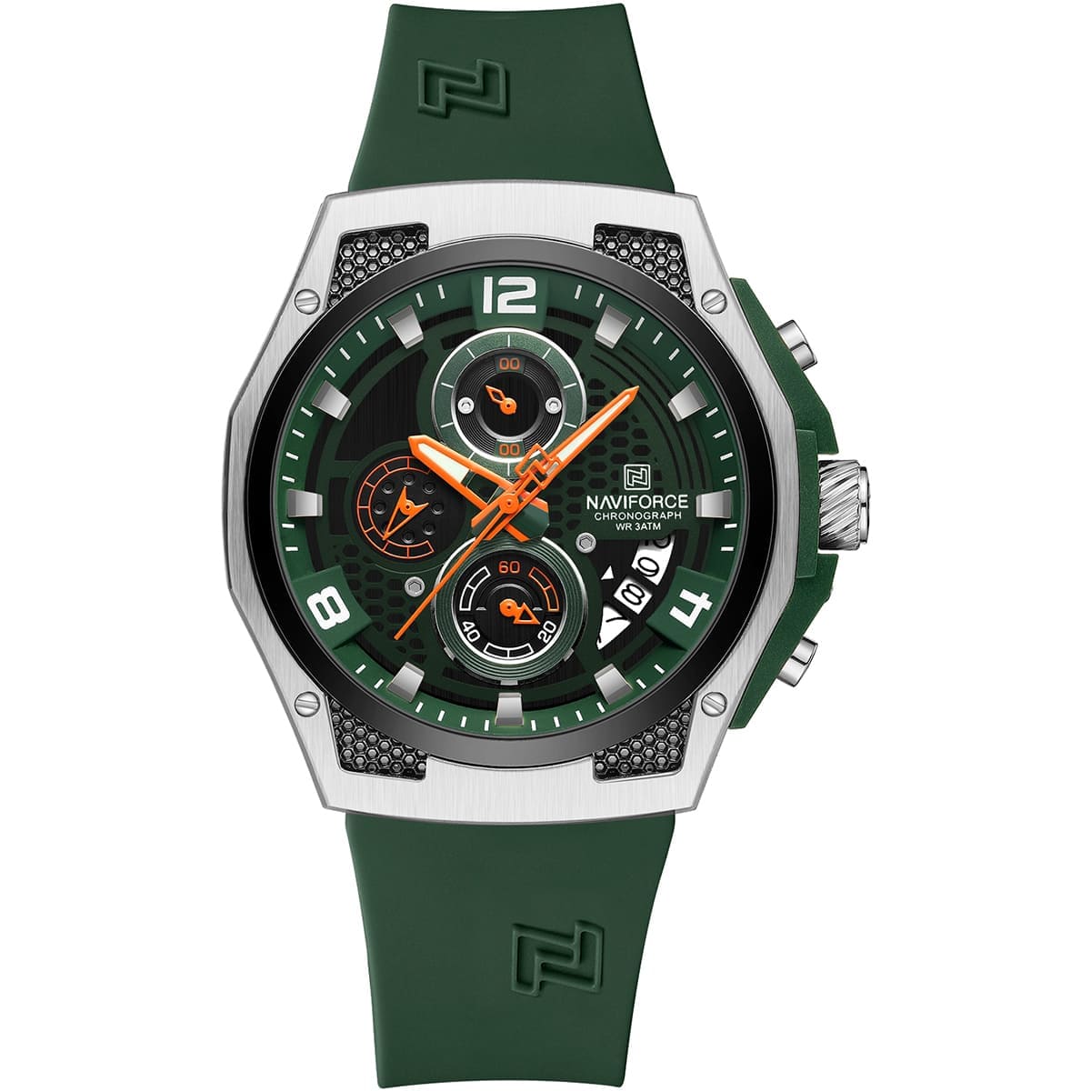 Naviforce NF8051T-S-GN-GN Men's Chronograph Watch – Green Dial & Green Rubber Strap