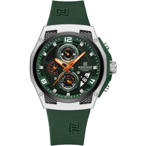 Naviforce NF8051T-S-GN-GN Men's Chronograph Watch – Green Dial & Green Rubber Strap