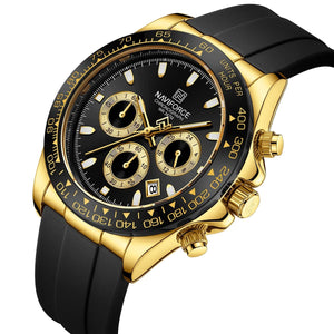 Naviforce NF8054-G-B-B Men's Round Chronograph Watch – Gold Case, Black Dial & Black Rubber Strap – view 2