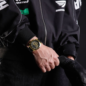 Naviforce NF8054-G-B-B Men's Round Chronograph Watch – Gold Case, Black Dial & Black Rubber Strap – view 5