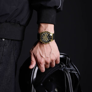 Naviforce NF8054-G-B-B Men's Round Chronograph Watch – Gold Case, Black Dial & Black Rubber Strap – view 6