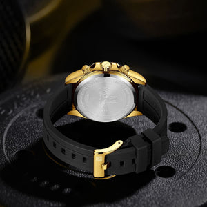 Naviforce NF8054-G-G-B Men's Round Chronograph Watch – Gold Case, Gold Dial & Black Rubber Strap – view 5