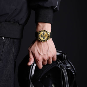 Naviforce NF8054-G-G-B Men's Round Chronograph Watch – Gold Case, Gold Dial & Black Rubber Strap – view 7