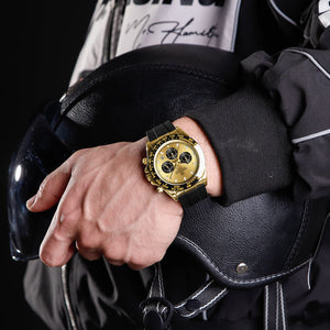 Naviforce NF8054-G-G-B Men's Round Chronograph Watch – Gold Case, Gold Dial & Black Rubber Strap – view 8