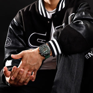 Naviforce NF8063-B-GN-GN Men's Round Chronograph Watch – Black Case, Green Dial & Green Rubber Strap – view 5