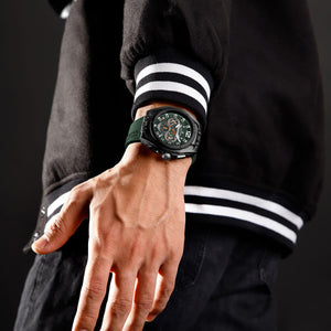 Naviforce NF8063-B-GN-GN Men's Round Chronograph Watch – Black Case, Green Dial & Green Rubber Strap – view 6