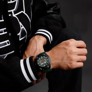 Naviforce NF8063-B-GN-GN Men's Round Chronograph Watch – Black Case, Green Dial & Green Rubber Strap – view 8