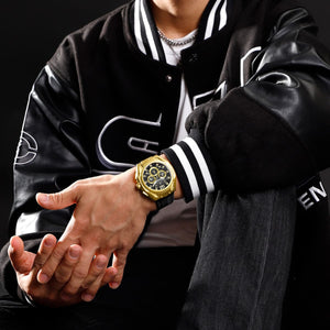Naviforce NF8063-G-B-B Men's Round Chronograph Watch – Gold Case, Black Dial & Black Rubber Strap – view 5