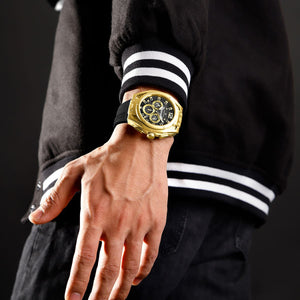 Naviforce NF8063-G-B-B Men's Round Chronograph Watch – Gold Case, Black Dial & Black Rubber Strap – view 6