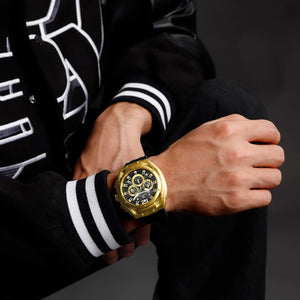 Naviforce NF8063-G-B-B Men's Round Chronograph Watch – Gold Case, Black Dial & Black Rubber Strap – view 8