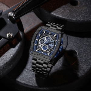 Naviforce NF8066-B-BE-B Men's Square Chronograph Watch – Blue Dial & Black Steel Strap – view 3