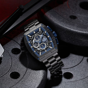Naviforce NF8066-B-BE-B Men's Square Chronograph Watch – Blue Dial & Black Steel Strap – view 4