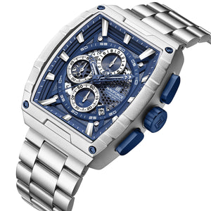 Naviforce NF8066-S-BE-S Men's Square Chronograph Watch – Blue Dial & Silver Steel Strap – view 2