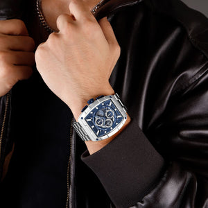 Naviforce NF8066-S-BE-S Men's Square Chronograph Watch – Blue Dial & Silver Steel Strap – view 5