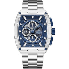 Naviforce NF8066-S-BE-S Men's Square Chronograph Watch – Blue Dial & Silver Steel Strap