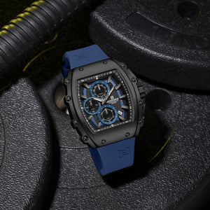 Naviforce NF8070-B-BE-BE Men's Square Chronograph Watch – Blue Dial & Blue Rubber Strap – view 3