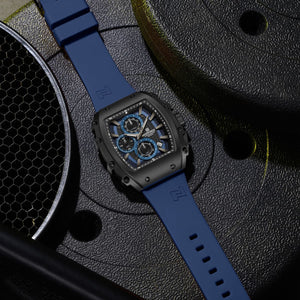 Naviforce NF8070-B-BE-BE Men's Square Chronograph Watch – Blue Dial & Blue Rubber Strap – view 4