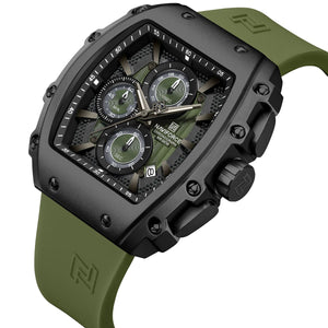 Naviforce NF8070-B-GN-GN Men's Square Chronograph Watch – Green Dial & Green Rubber Strap – view 2