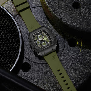 Naviforce NF8070-B-GN-GN Men's Square Chronograph Watch – Green Dial & Green Rubber Strap – view 4