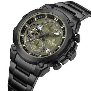 Naviforce NF8071-B-GN-B Men's Chronograph Watch – Green Dial & Black Steel Strap – view 2
