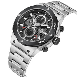 Naviforce NF8072-S-B-S Men's Multifunction Watch – Black Dial & Silver Steel Strap – view 2