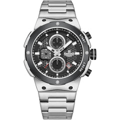 Naviforce NF8072-S-B-S Men's Multifunction Watch – Black Dial & Silver Steel Strap