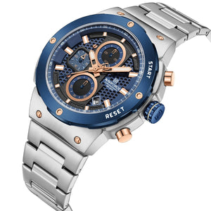 Naviforce NF8072-S-BE-S Men's Multifunction Watch – Blue Dial & Silver Steel Strap – view 2