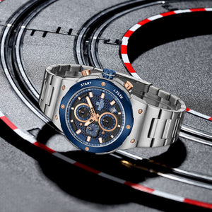Naviforce NF8072-S-BE-S Men's Multifunction Watch – Blue Dial & Silver Steel Strap – view 4