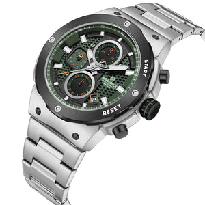 Naviforce NF8072-S-GN-S Men's Multifunction Watch – Green Dial & Silver Steel Strap – view 2